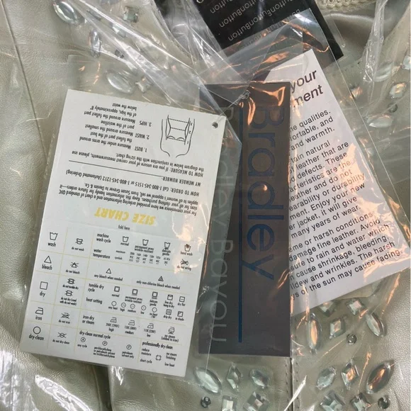 Bradley Bayou Pearlized Ivory Leather Jacket Rhinestone Pockets (Plus Size 1X) - Picture 9 of 14